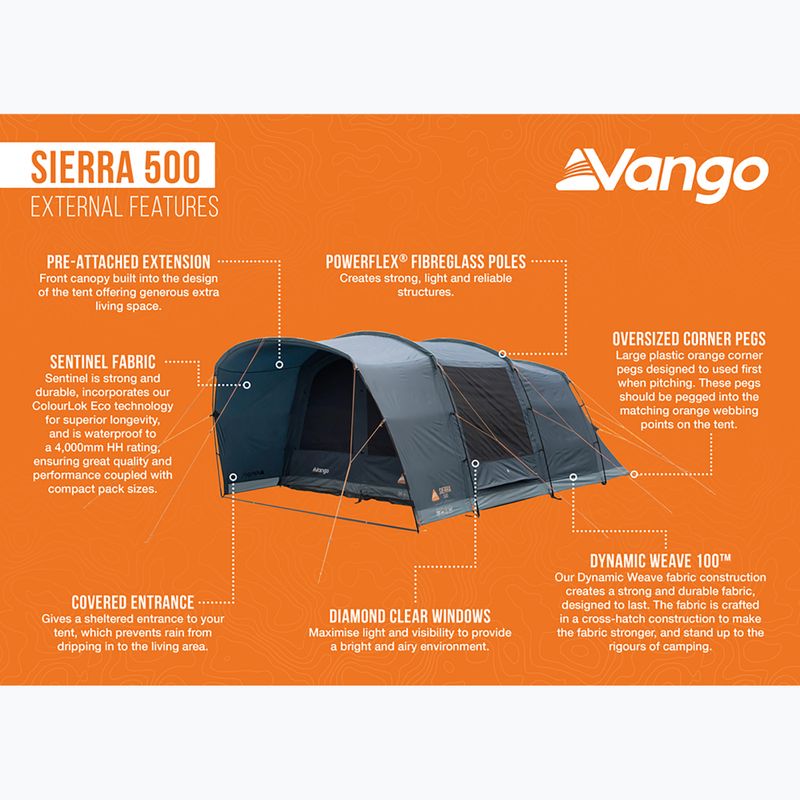 Tenda da campeggio per 5 persone Vango Sierra 500 blu profondo 13