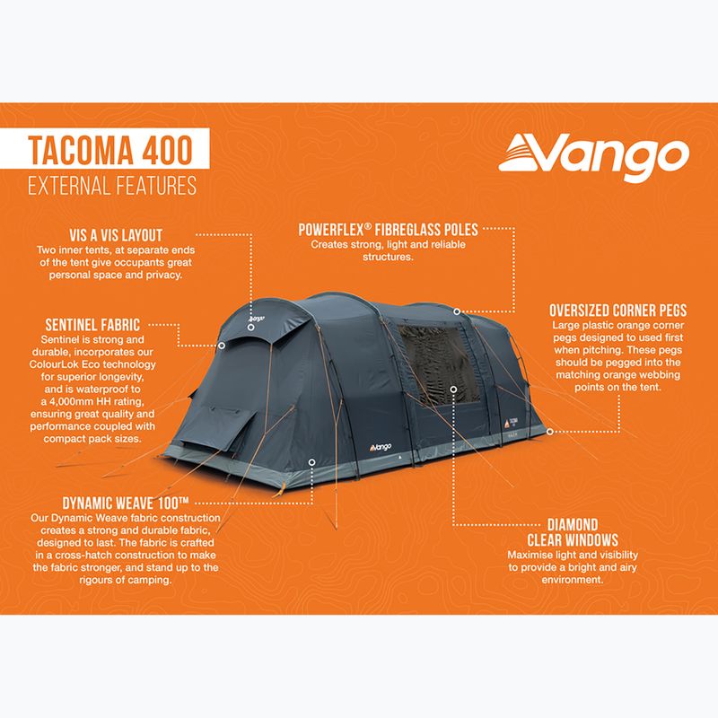 Tenda da campeggio per 4 persone Vango Tacoma 400 blu profondo 12