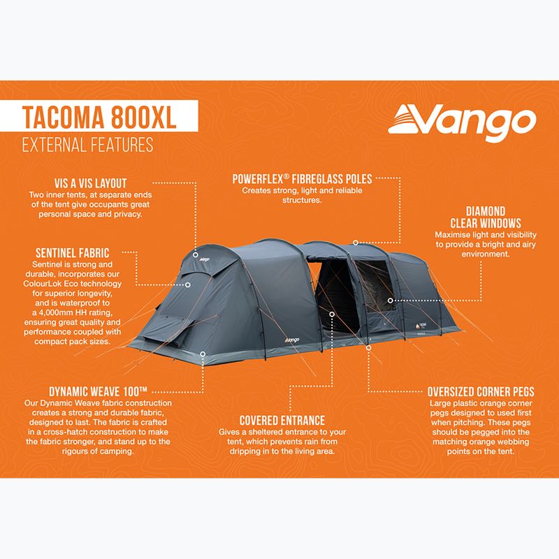 Tenda da campeggio per 8 persone Vango Tacoma 800XL blu profondo 14