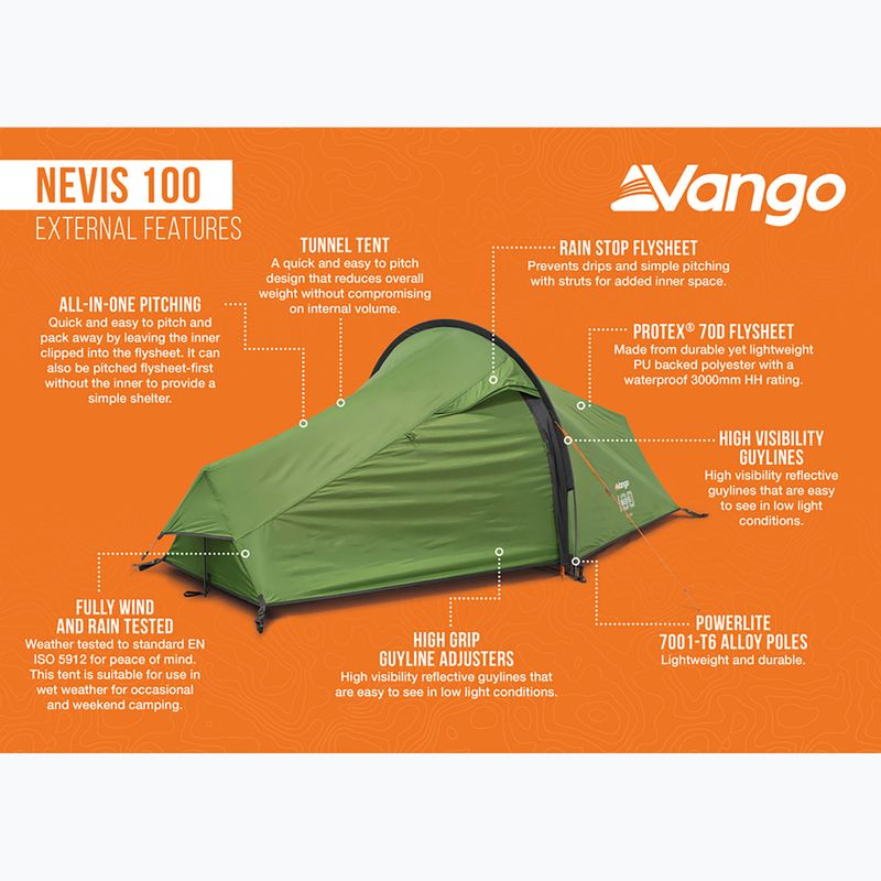 Vango Nevis 100 pamir verde tenda da trekking per 1 persona 14