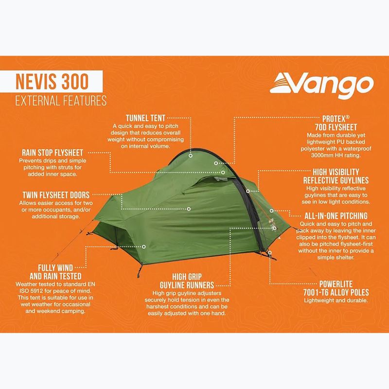 Tenda da trekking 3-osobowy Vango Nevis 300 pamir green 12
