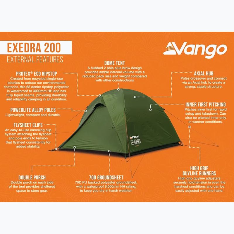 Tenda da trekking 2-osobowy Vango Exedra 200 forest green 11