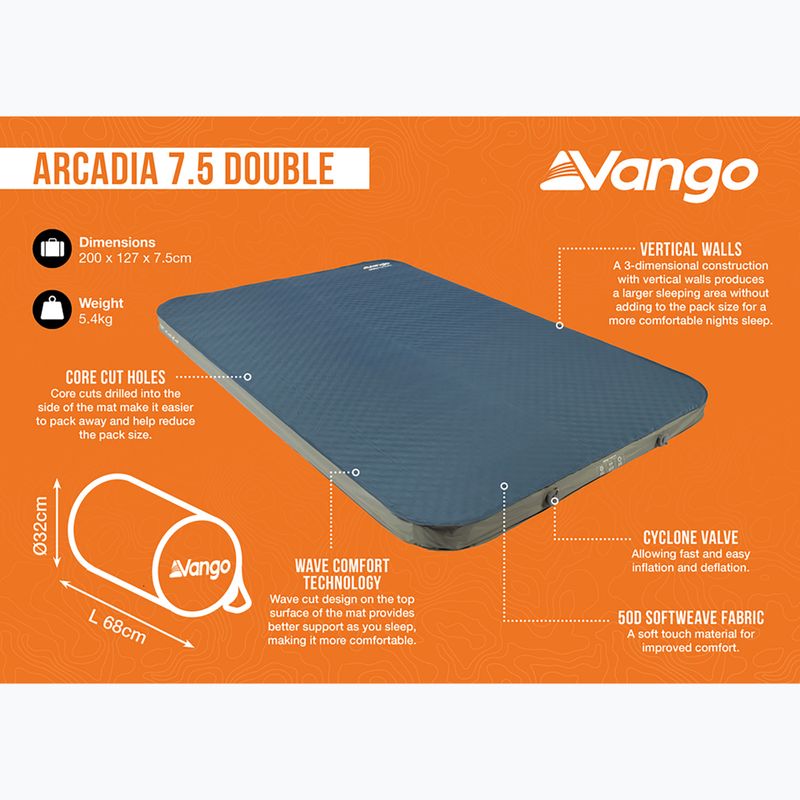 Tappeto autogonfiante Vango Arcadia 7,5 Double blu profondo 7