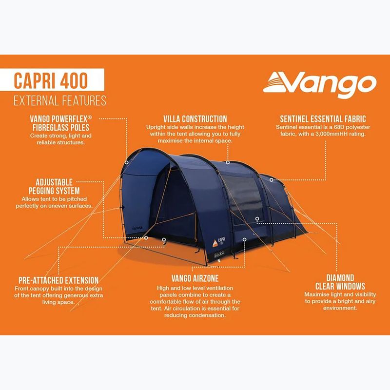 Tenda da campeggio 4-osobowy Vango Capri 400 twilight blue 10