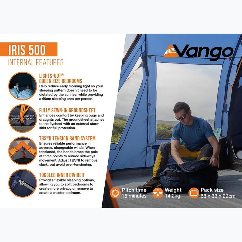 Tenda da campeggio 5-osobowy Vango Iris 500 twilight blue 12