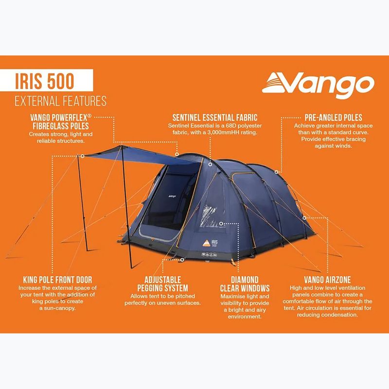 Tenda da campeggio 5-osobowy Vango Iris 500 twilight blue 13