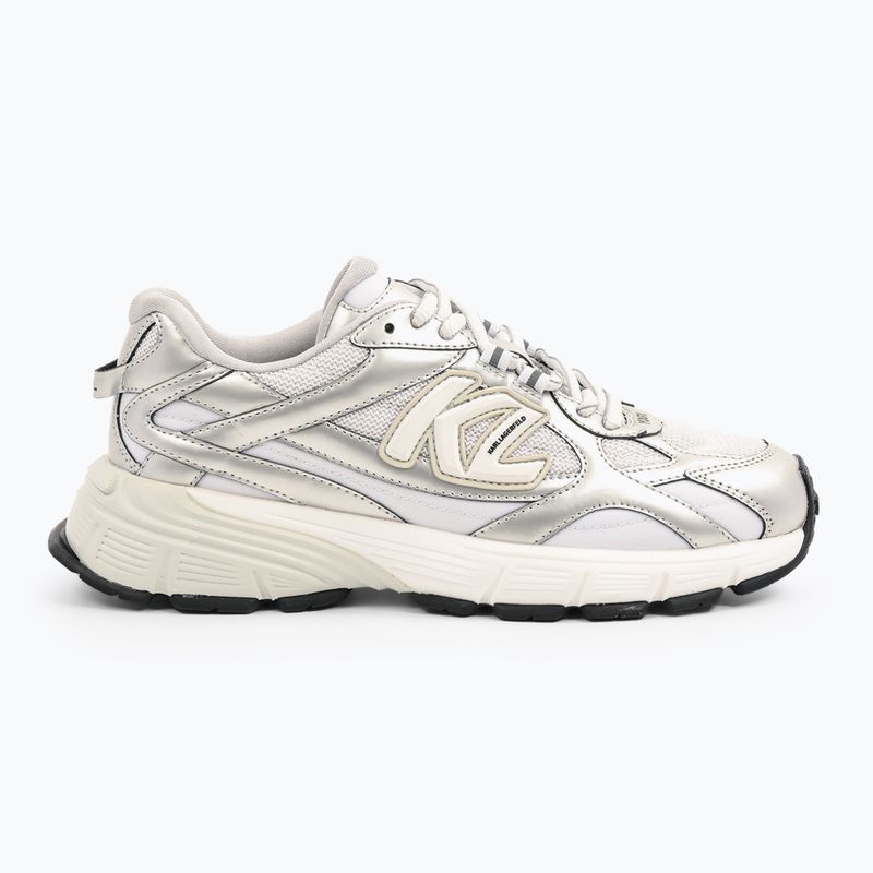 KARL LAGERFELD scarpe da donna Orion Sidetrim pelle/tessuto bianco con argento