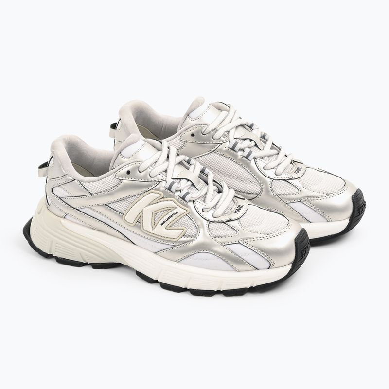 KARL LAGERFELD scarpe da donna Orion Sidetrim pelle/tessuto bianco con argento 2
