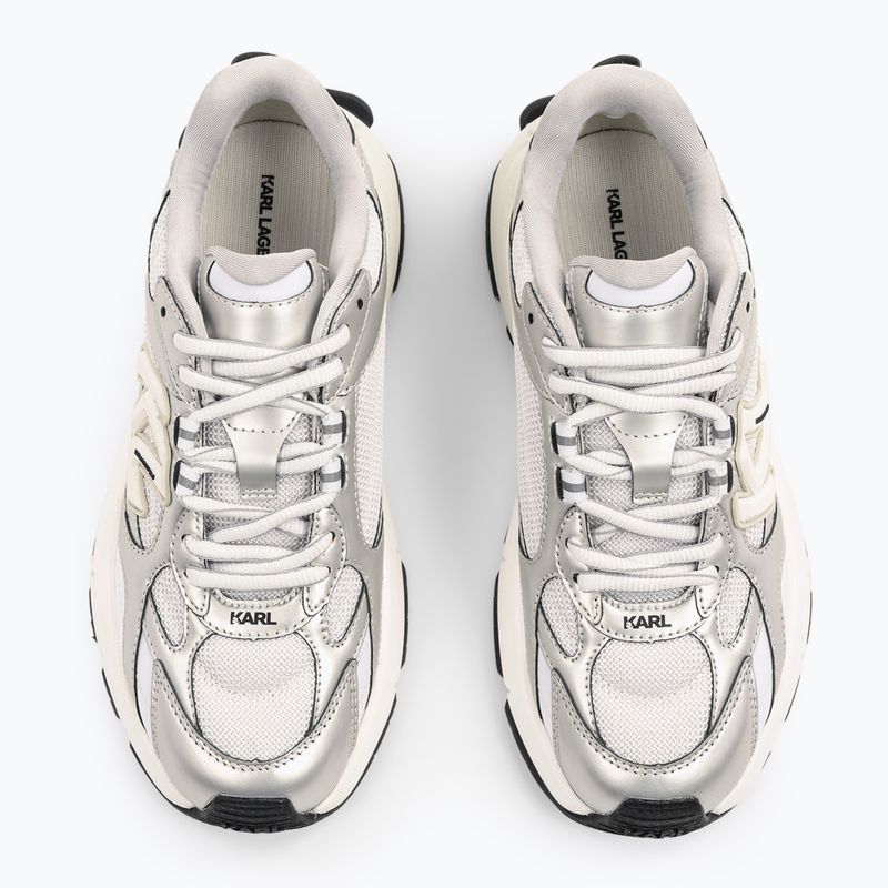 KARL LAGERFELD scarpe da donna Orion Sidetrim pelle/tessuto bianco con argento 4