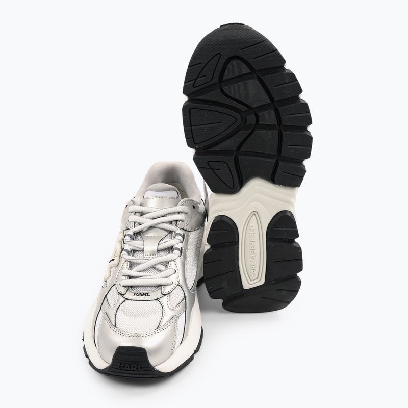 KARL LAGERFELD scarpe da donna Orion Sidetrim pelle/tessuto bianco con argento 5