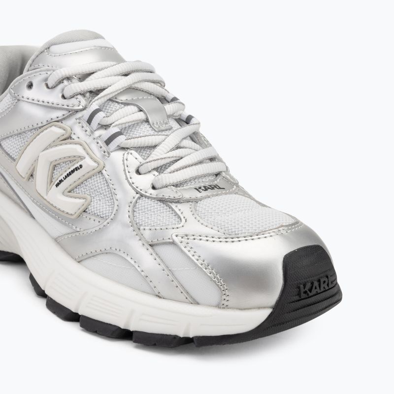 KARL LAGERFELD scarpe da donna Orion Sidetrim pelle/tessuto bianco con argento 7