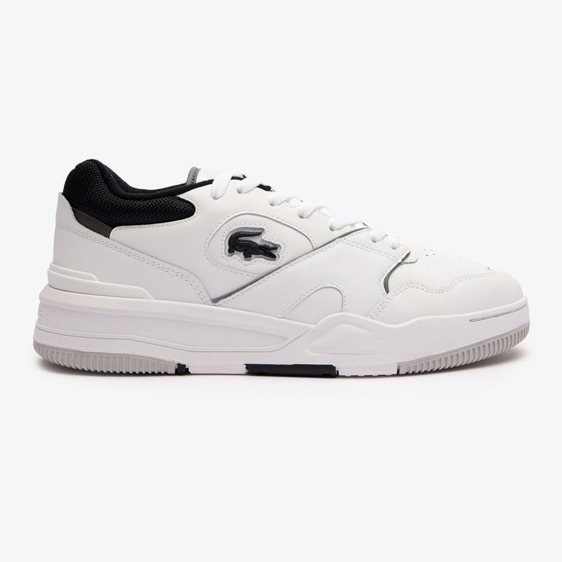 Scarpe Lacoste Lineshot da uomo con colletto a contrasto in pelle bianco/nero 9