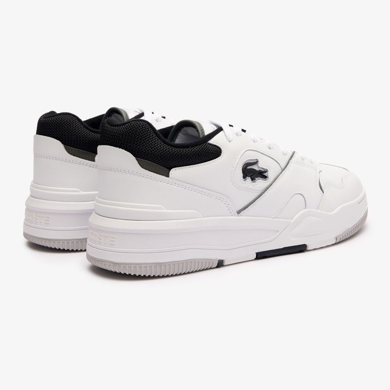 Scarpe Lacoste Lineshot da uomo con colletto a contrasto in pelle bianco/nero 10