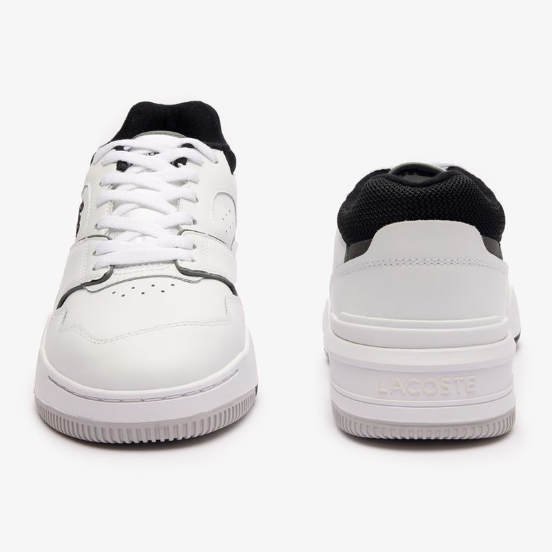 Scarpe Lacoste Lineshot da uomo con colletto a contrasto in pelle bianco/nero 11