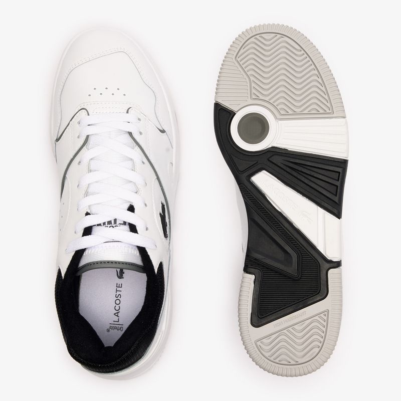 Scarpe Lacoste Lineshot da uomo con colletto a contrasto in pelle bianco/nero 12