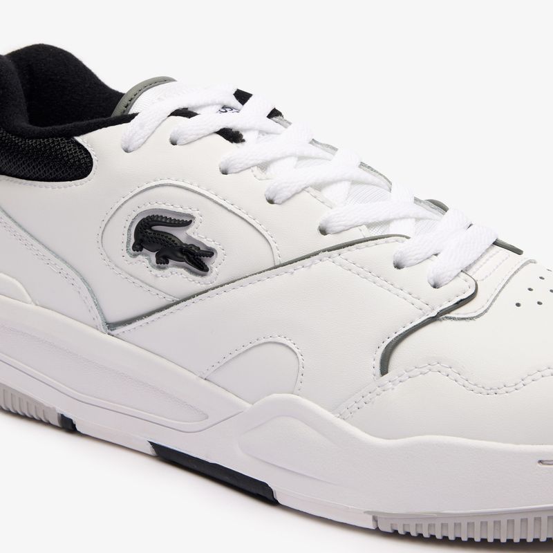 Scarpe Lacoste Lineshot da uomo con colletto a contrasto in pelle bianco/nero 13