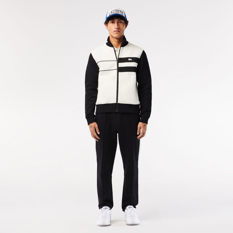 Scarpe Lacoste Lineshot da uomo con colletto a contrasto in pelle bianco/nero 15