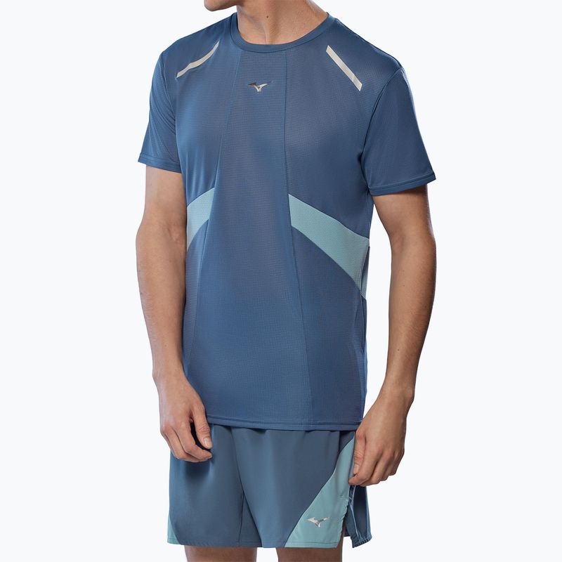 Maglietta da corsa uomo Mizuno DryAeroFlow Tee vintage indigo