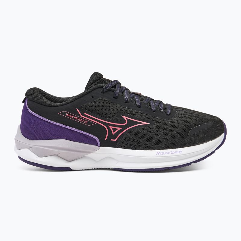 Scarpe da corsa da donna Mizuno Wave Revolt 3 nero/camelia rose/viola indaco 2