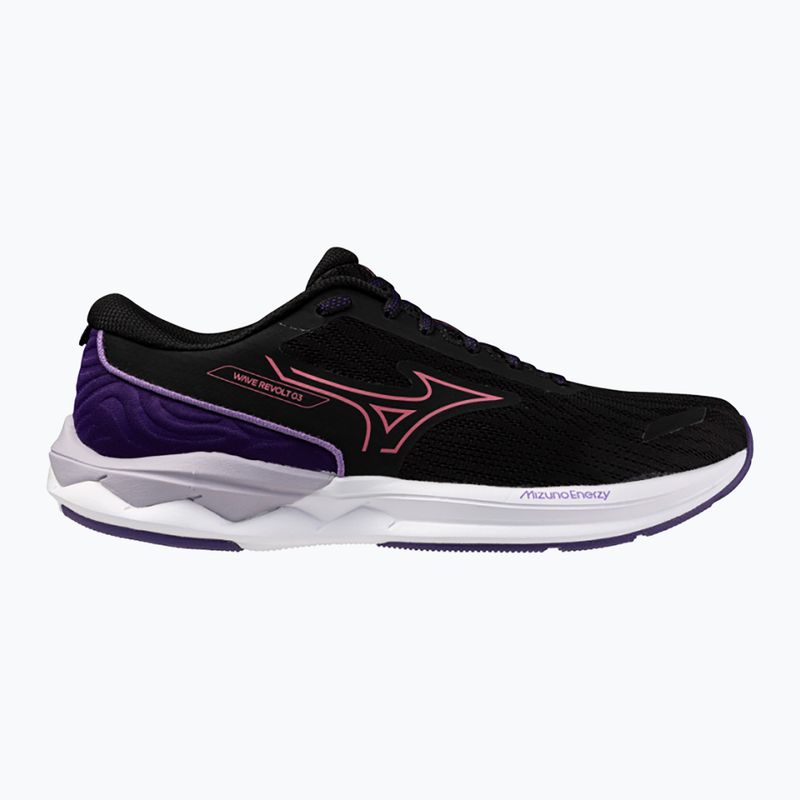 Scarpe da corsa da donna Mizuno Wave Revolt 3 nero/camelia rose/viola indaco 8