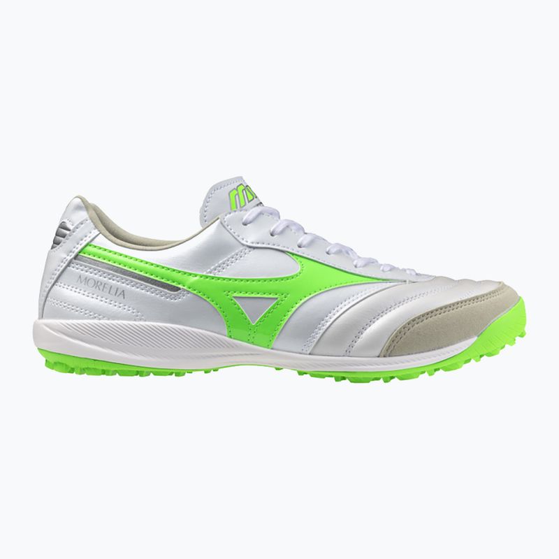 Scarpe da calcio Mizuno Morelia Sala Elite TF da uomo bianco/verde neon/argento galassia