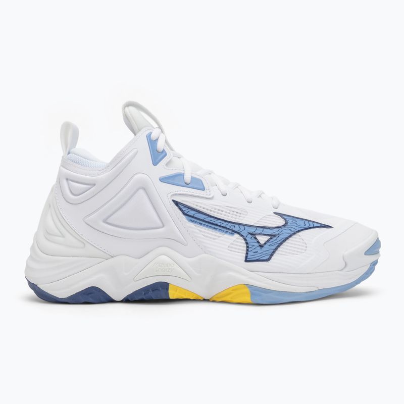 Scarpe da pallavolo Mizuno Wave Momentum 3 Mid bianche/blu bellwether/blu belair 2