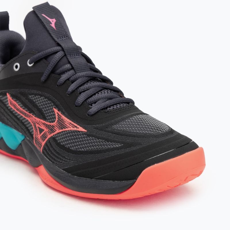 Scarpe da pallavolo Mizuno Wave Luminous 3 nero/fiamma di neon/blu pavone 7