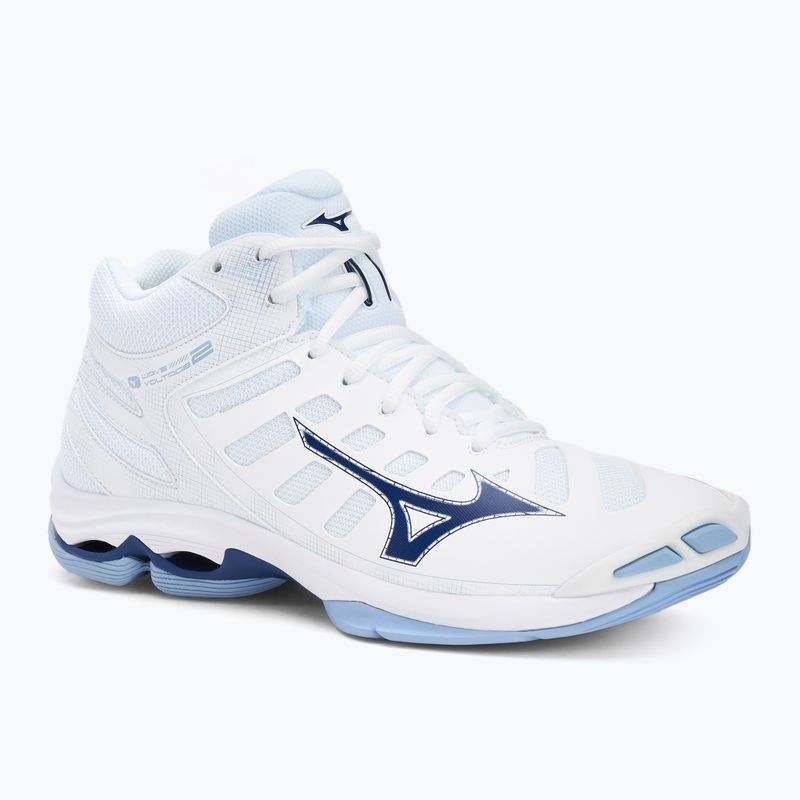 Mizuno Wave Voltage 2 Mid scarpe da pallavolo bianco/bellwether blue/bell air blue