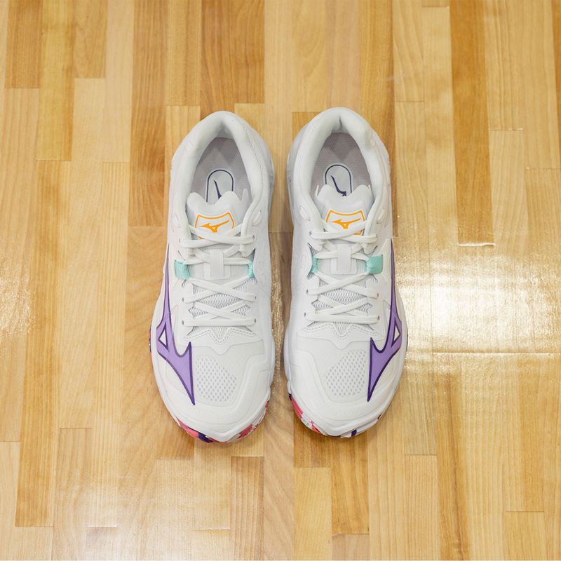 Scarpe da pallavolo donna Mizuno Wave Lightning Z8 bianche/viola indaco/camelliaros 14