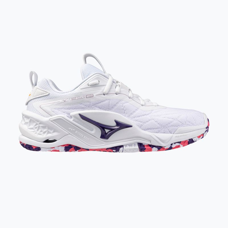 Scarpe da pallamano Mizuno Wav Stealth Neo 2 white/violet indigo/camellia rose 8