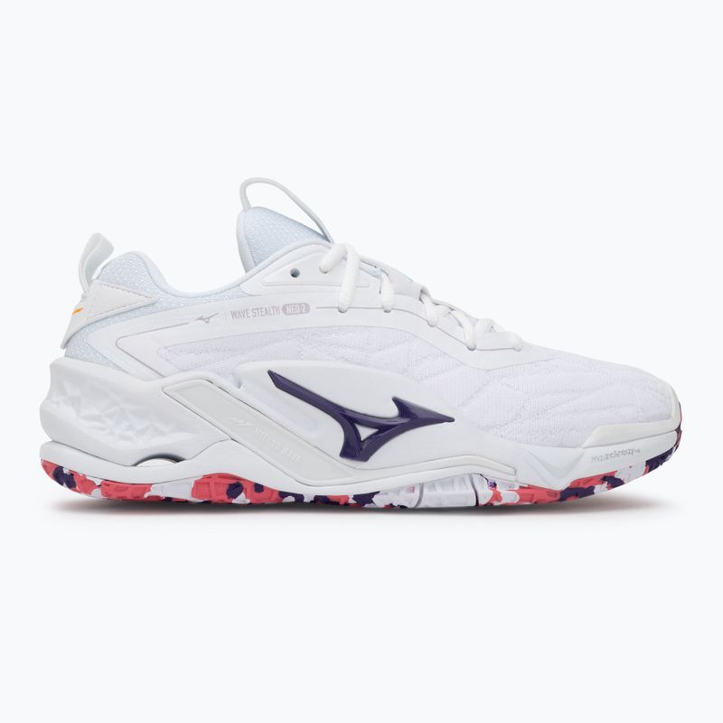 Scarpe da pallamano Mizuno Wav Stealth Neo 2 white/violet indigo/camellia rose 2