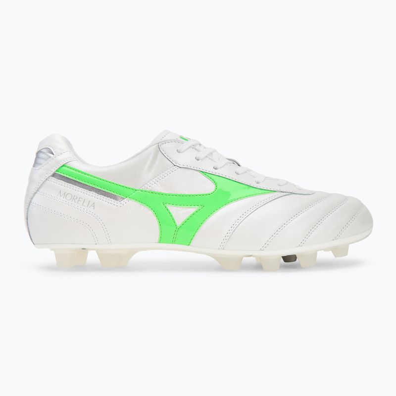 Mizuno Morelia II Japan Md bianco/neon green/galaxy silver scarpe da calcio uomo 2