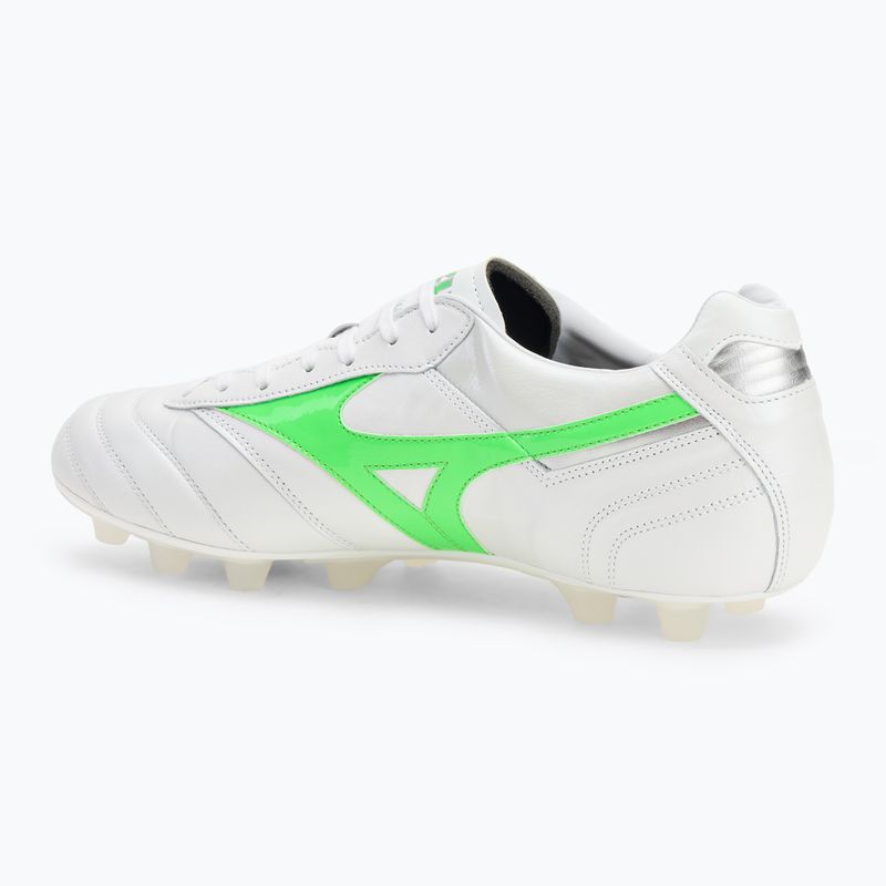 Mizuno Morelia II Japan Md bianco/neon green/galaxy silver scarpe da calcio uomo 3