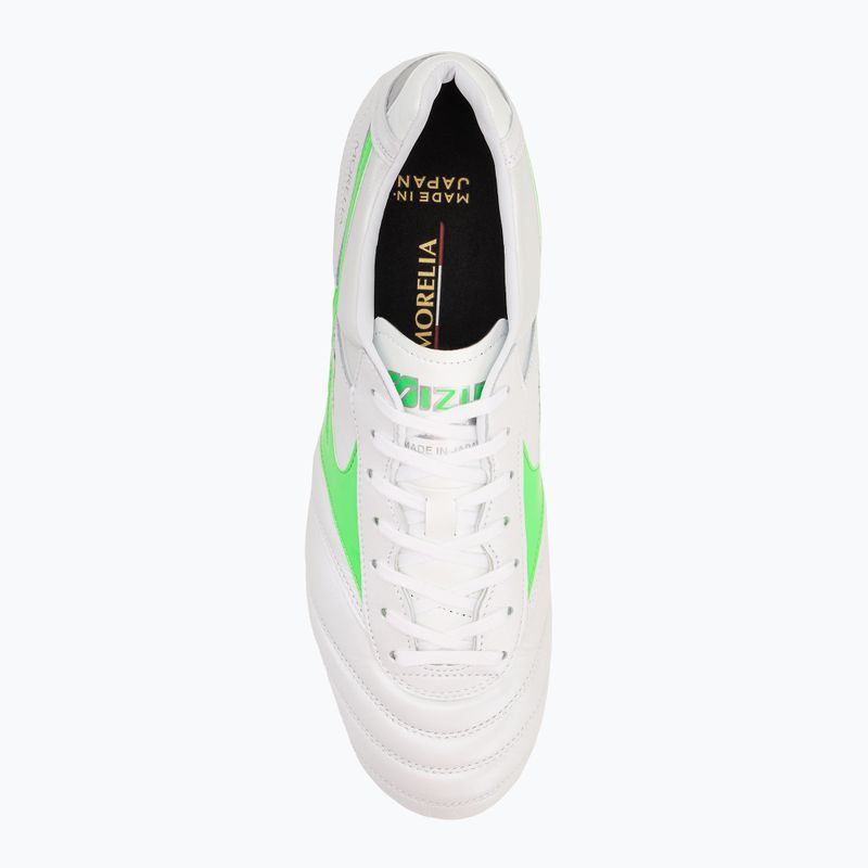 Mizuno Morelia II Japan Md bianco/neon green/galaxy silver scarpe da calcio uomo 5