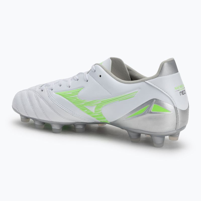 Scarpe da calcio uomo Mizuno Morelia Neo IV Pro Md bianco/verde neon/grigio freddo 3c 3