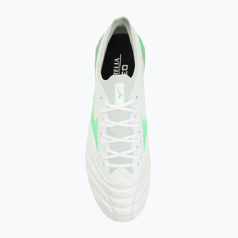 Scarpe da calcio uomo Mizuno Morelia Neo IV Β Elite MD white/neon green/cool gray 3c 5