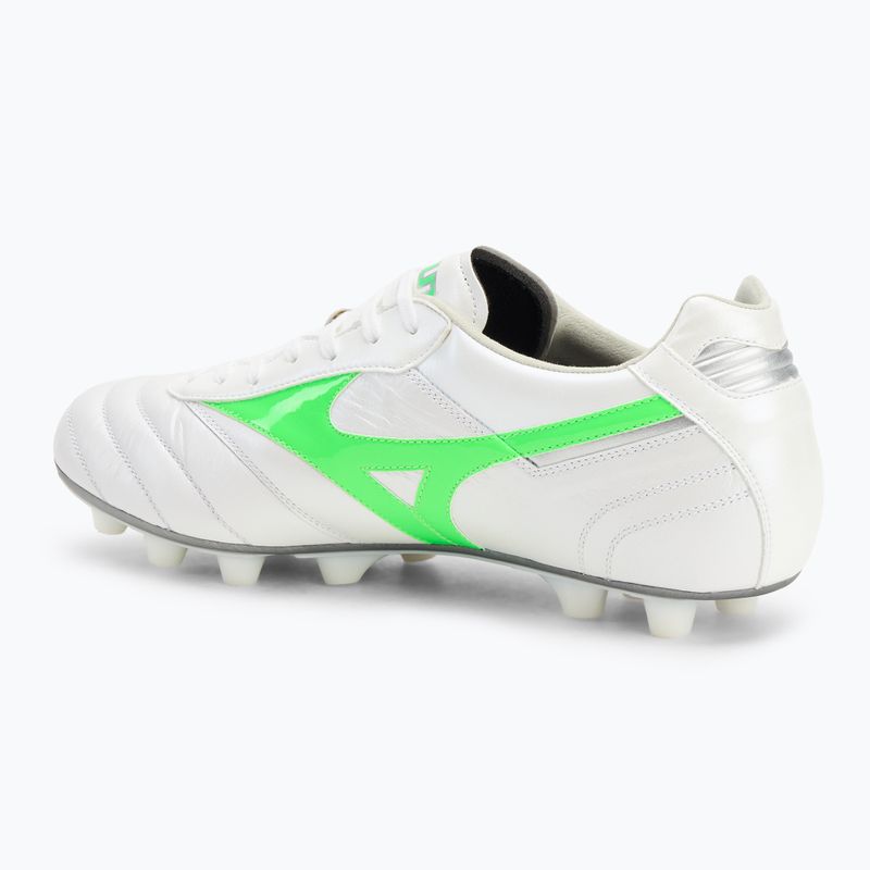 Mizuno Morelia II Elite Md bianco/neon green/galaxy silver scarpe da calcio uomo 3