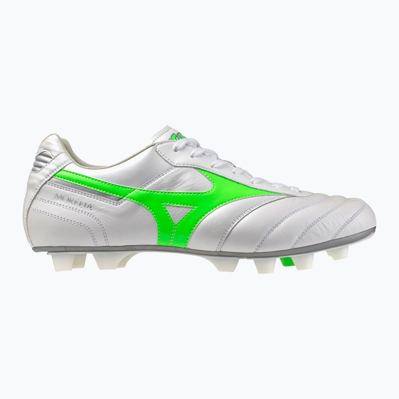Mizuno Morelia II Elite Md bianco/neon green/galaxy silver scarpe da calcio uomo 8