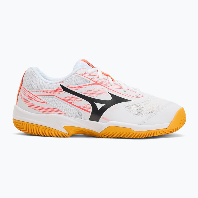 Scarpe da tennis per bambini Mizuno Break Shot 5 Jr CC bianco/calipso coral/citrus 2