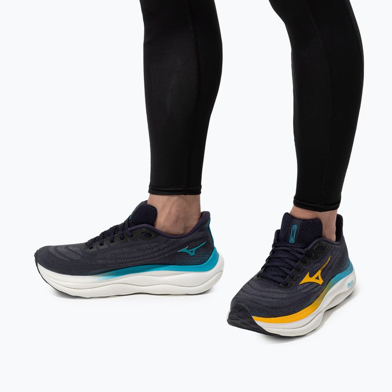 Scarpe da corsa da uomo Mizuno Wave Sky 9 blu baritono/agrumi/capri breeze 15