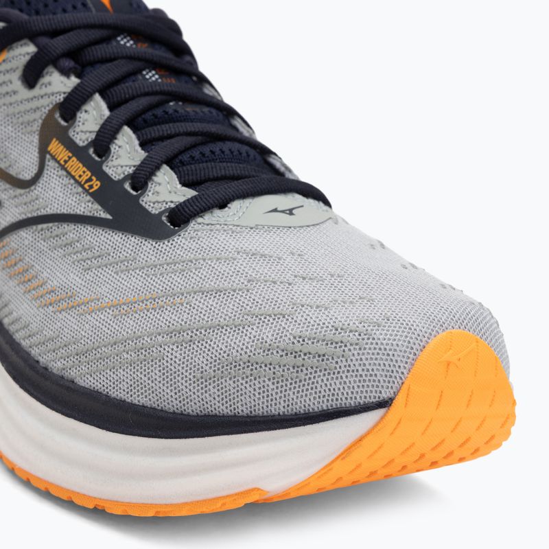 Scarpe da corsa da uomo Mizuno Wave Rider 29 harbor mist/blu baritone/arancione 7