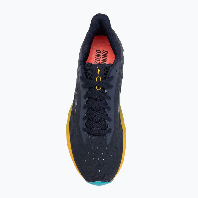 Scarpe da corsa da uomo Mizuno Wave Skyrise 6 odissea grigio/blu islandese/citrus 5