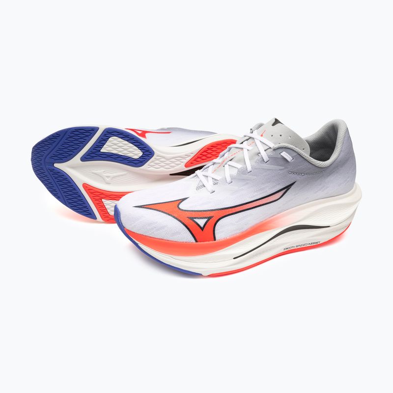 Scarpe da corsa da uomo Mizuno Wave Rebellion Flash 3 bianco/fiery coral 2/iris bloom 9