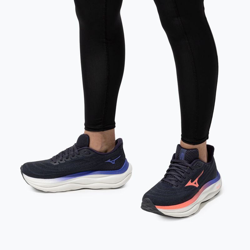 Scarpe da corsa da donna Mizuno Wave Sky 9 odyssey grey/striking coral/iris bloom 10