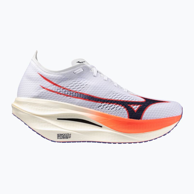 Mizuno Wave Rebellion Pro 3 scarpa da corsa bianco/blu baritono/fiery cora