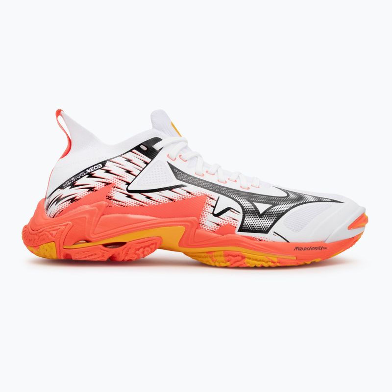 Scarpe da pallavolo Mizuno Wave Lightning Neo 3 bianco/fuoco corallo 2/citrus 2
