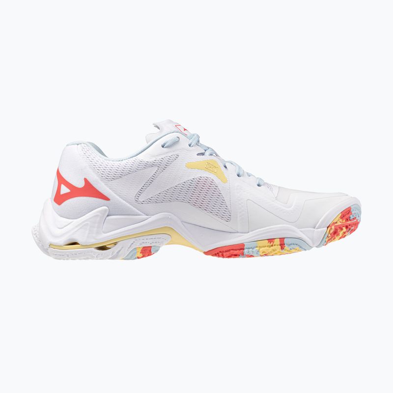 Scarpe da pallavolo donna Mizuno Wave Lightning Z8 bianco/calipso coral/pale banana 2