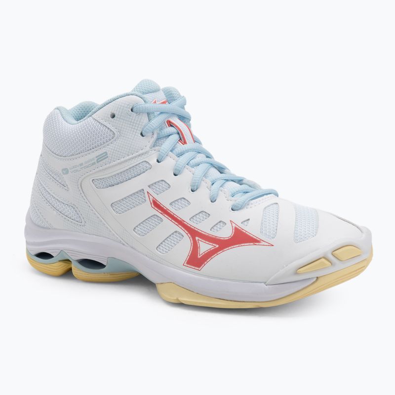 Scarpe da pallavolo donna Mizuno Wave Voltage 2 Mid bianco/calipso coral/pale banana