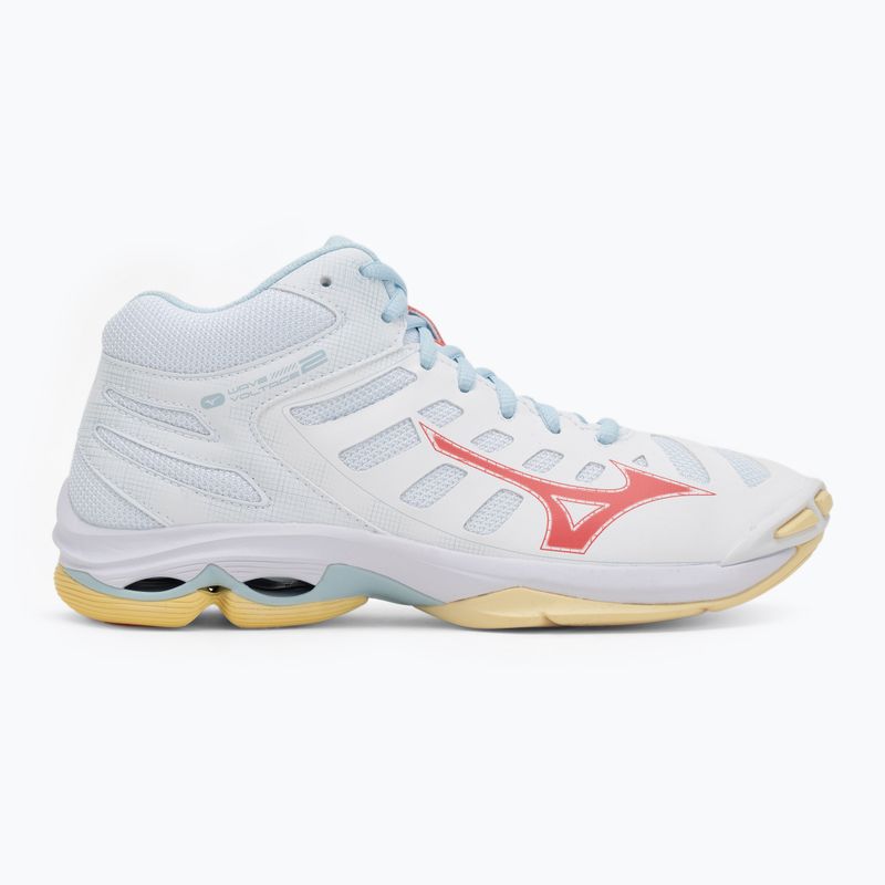 Scarpe da pallavolo donna Mizuno Wave Voltage 2 Mid bianco/calipso coral/pale banana 2