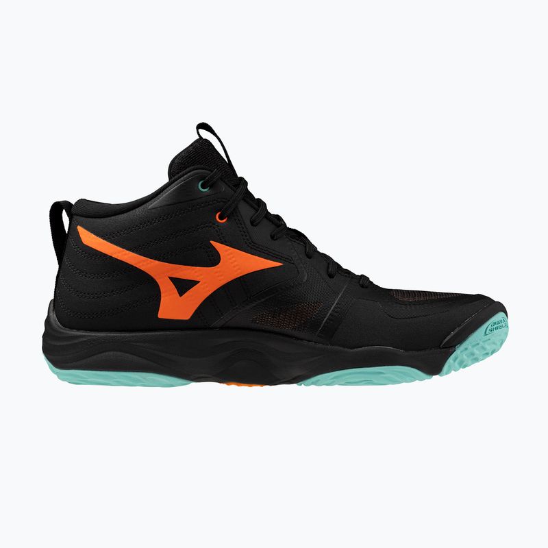 Scarpe da pallavolo Mizuno Wave Momentum Elite Mid nero/tangelo/verde ghiaccio 9